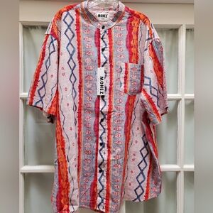 NWT MOHEZ Men's Multicolor Patterned Button-Up Short Sleeve Shirt - Size 3XL